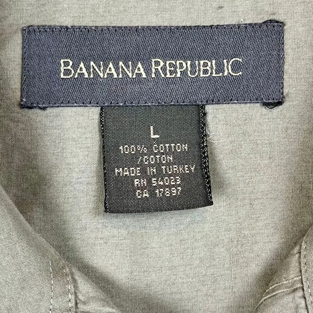 Banana Republic Long Sleeve 100% Cotton Green Button Down Dress Shirt Large